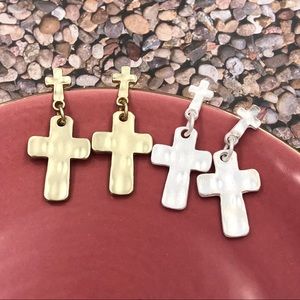 🌼 Matte Finish Simple Cross Drop Earrings